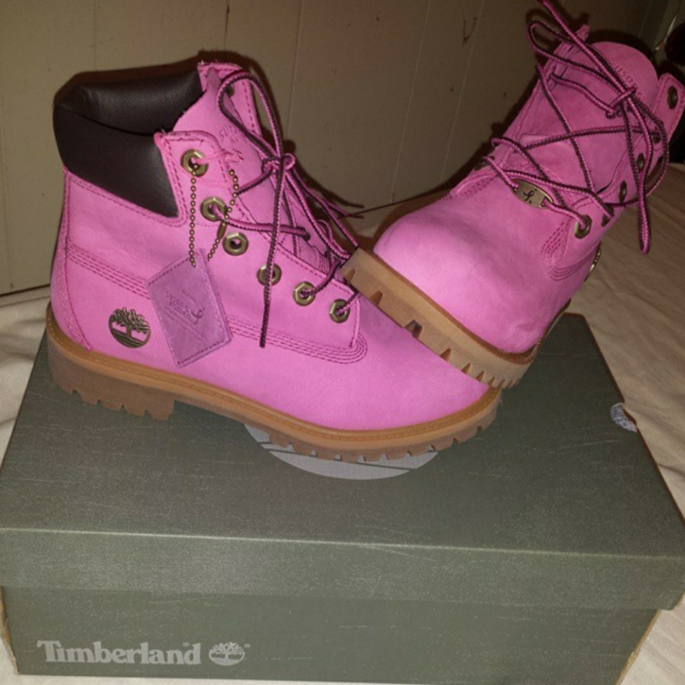 Timberland Pink Kids Waterproof Lace-Up Boots